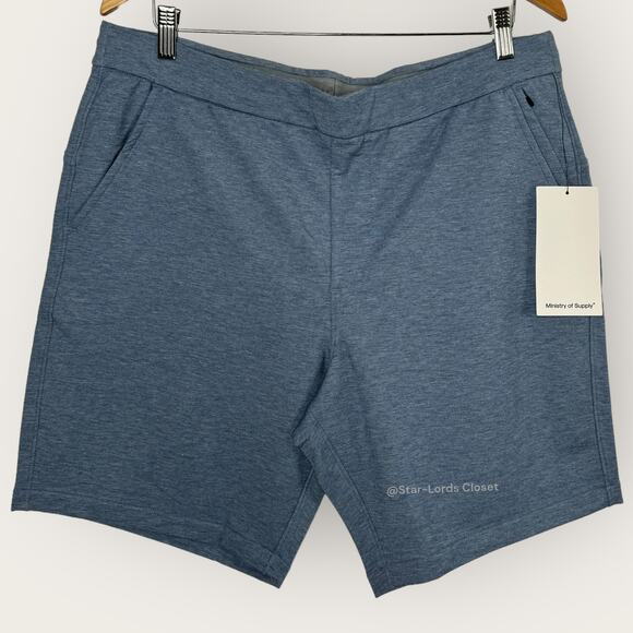 Ministry of Supply Fusion Terry Short | XL Extra Large | Blue Drawstring Wool - Picture 1 of 10